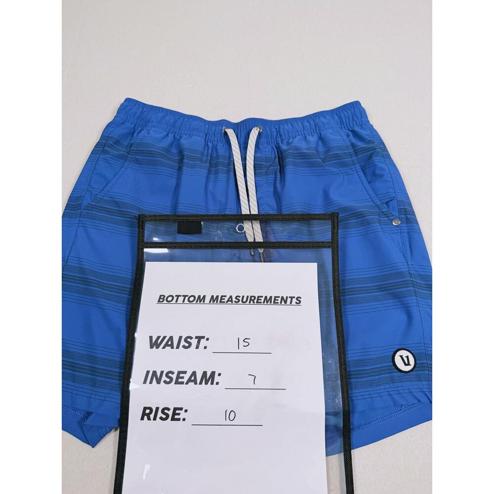 Vuori Mens Kore Short Lined 7" Size Medium Sea Gradient Stripe Blue Athletic Gym - Picture 7 of 11